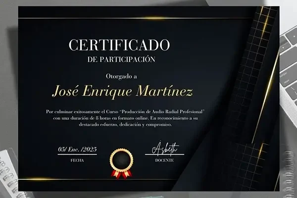 Certificado Oficial Producción Radial Pro